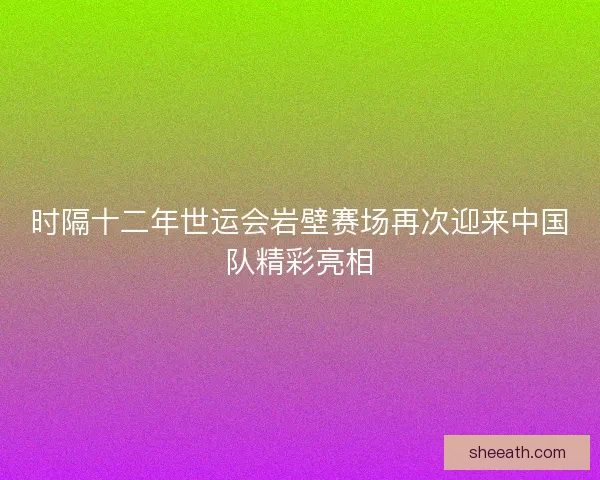 时隔十二年世运会岩壁赛场再次迎来中国队精彩亮相
