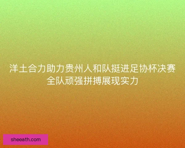 洋土合力助力贵州人和队挺进足协杯决赛全队顽强拼搏展现实力