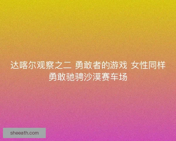 达喀尔观察之二 勇敢者的游戏 女性同样勇敢驰骋沙漠赛车场